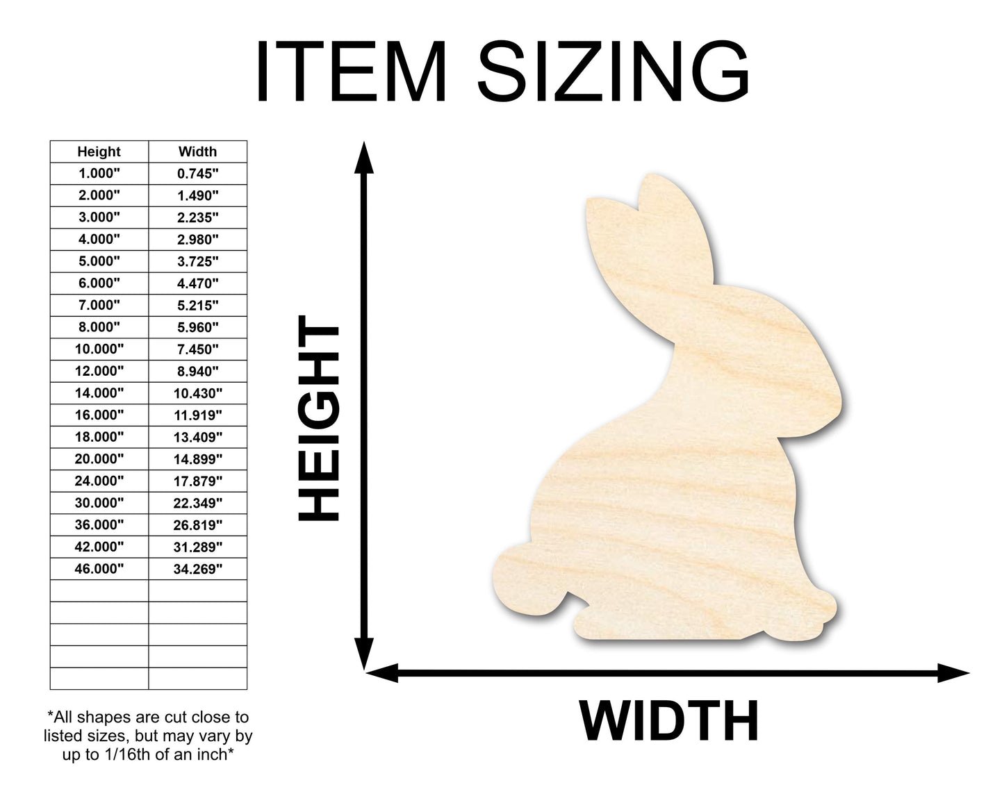 Unfinished Wood Bunny Shape - Garden Bunny Craft - up to 46" DIY