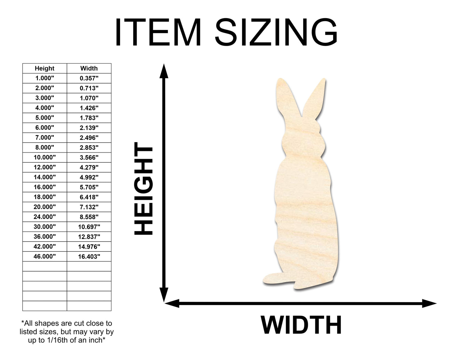 Unfinished Wood Standing Bunny Shape - Easter Spring Garden Craft - up to 46" DIY