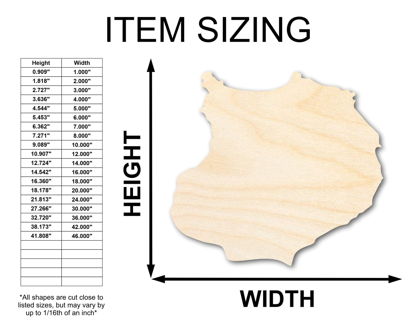 Unfinished Wood Boa Vista Island Shape - Cabo Verde Craft - up to 46" DIY