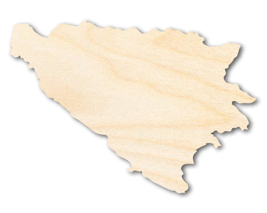 Unfinished Wood Bosnia and Herzegovina Country Shape - Southeast Europe Craft - up to 46" DIY