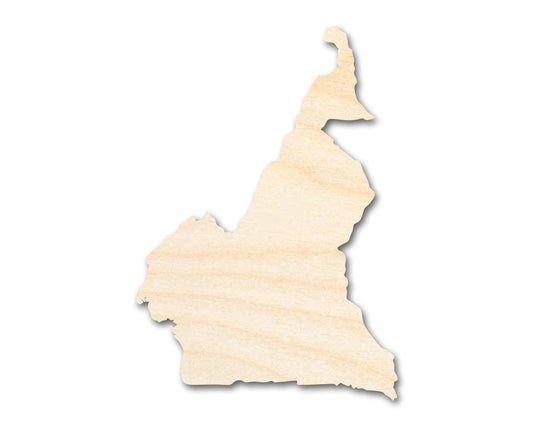 Unfinished Wood Cameroon Country Shape - Central Africa Craft - up to 46" DIY