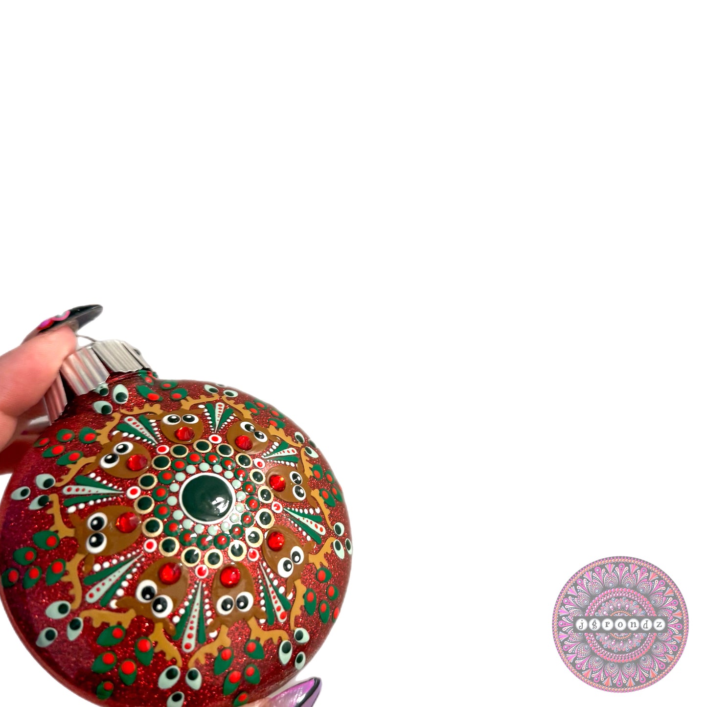 3” Rudolph Mandala Glitter Ornament