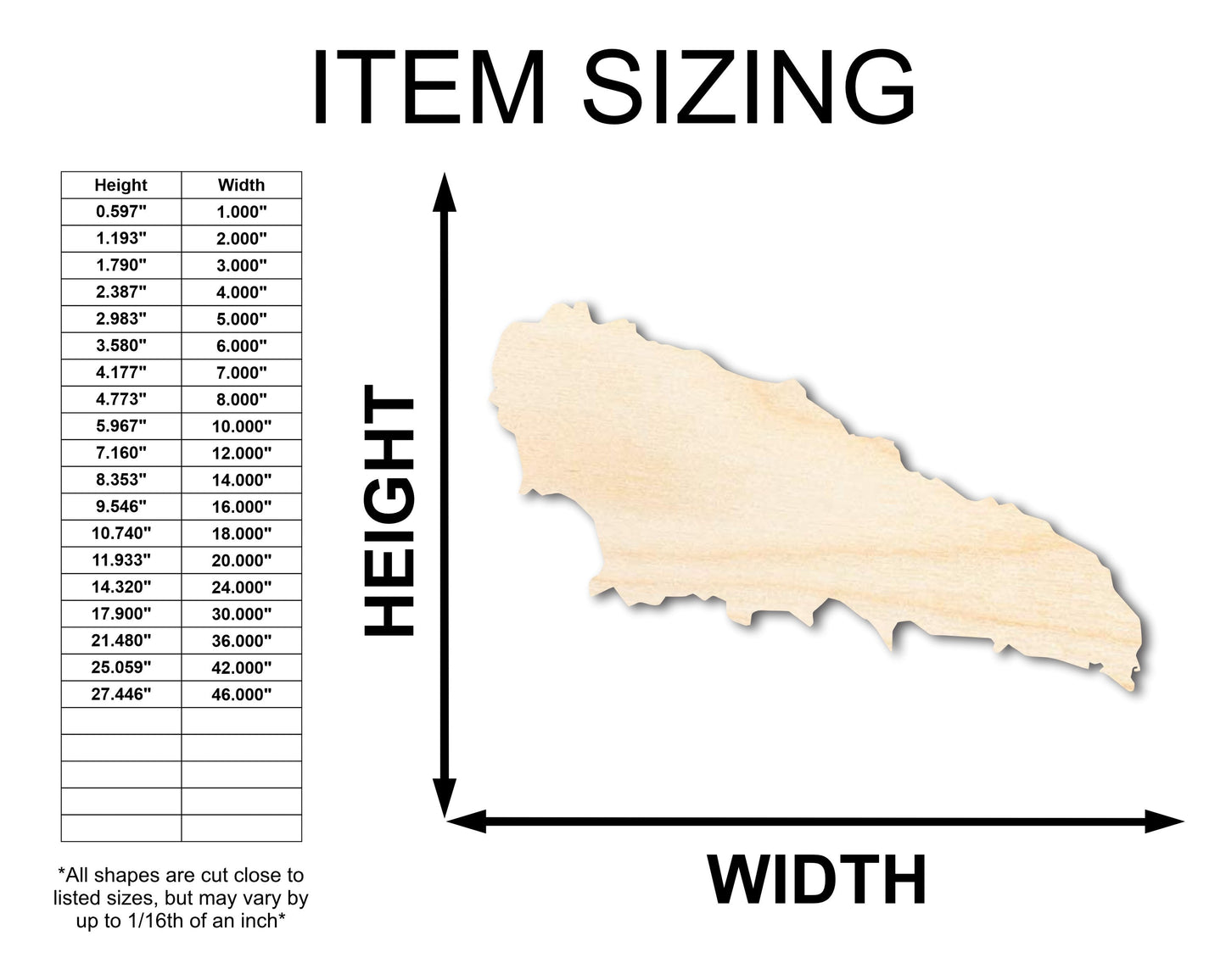 Unfinished Wood Mwali Island Shape - Comoros Craft - up to 46" DIY