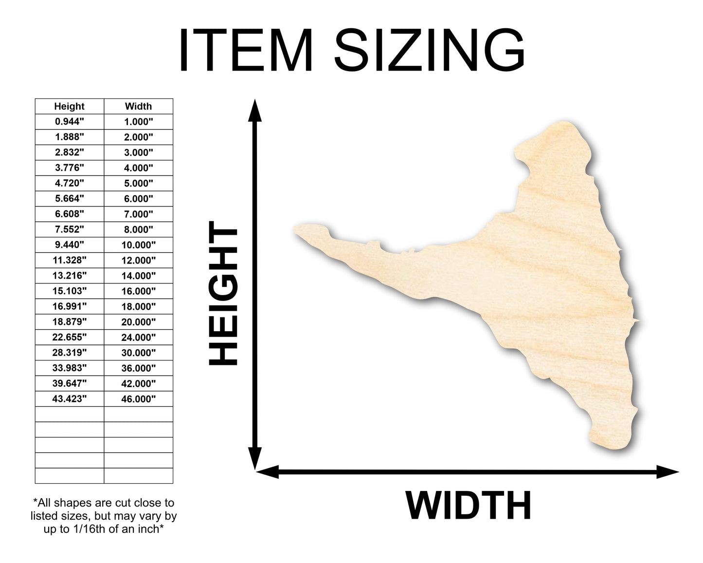 Unfinished Wood Ndzuwani Island Shape - Comoros Craft - up to 46" DIY