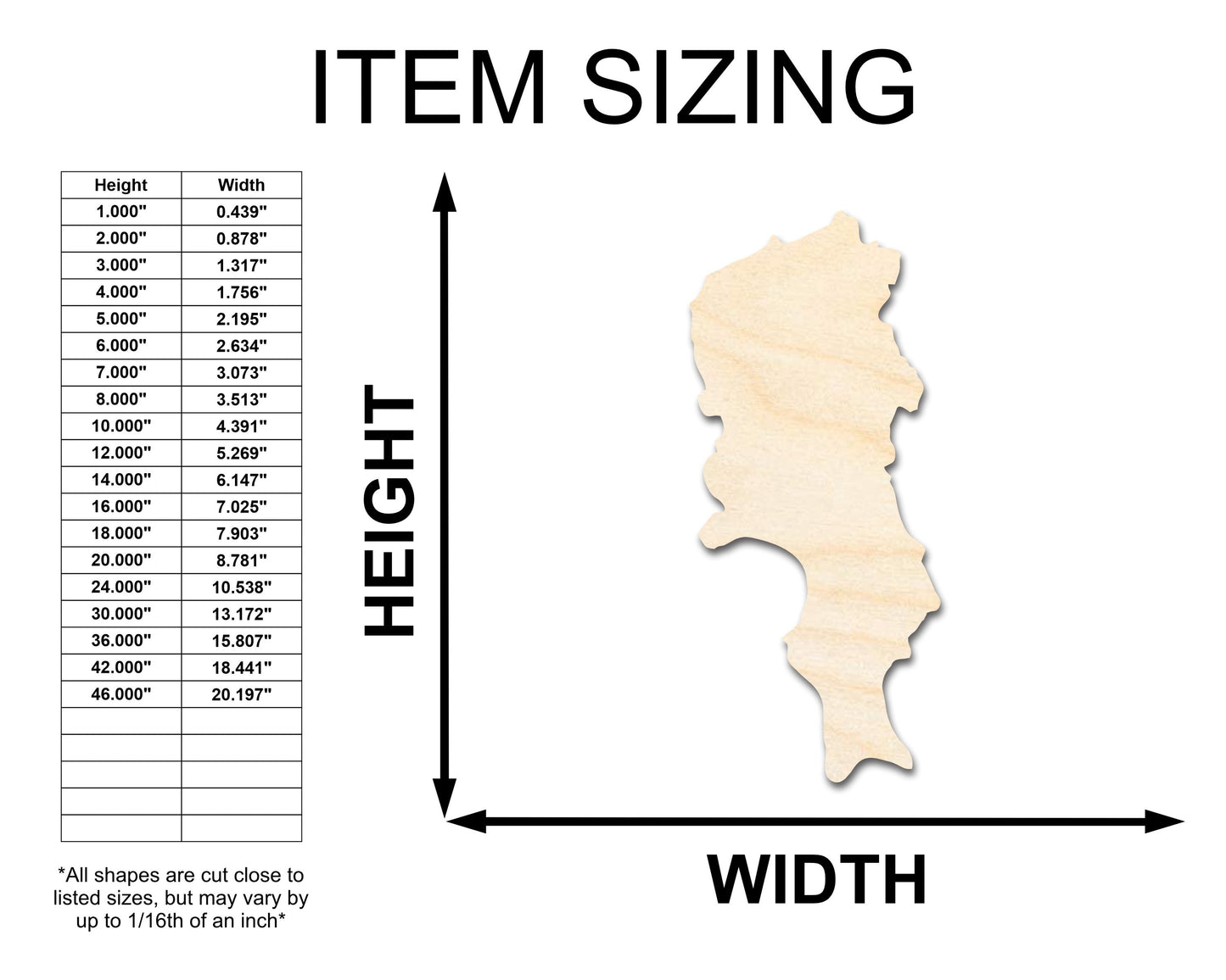 Unfinished Wood Sal Island Shape - Cabo Verde Craft - up to 46" DIY