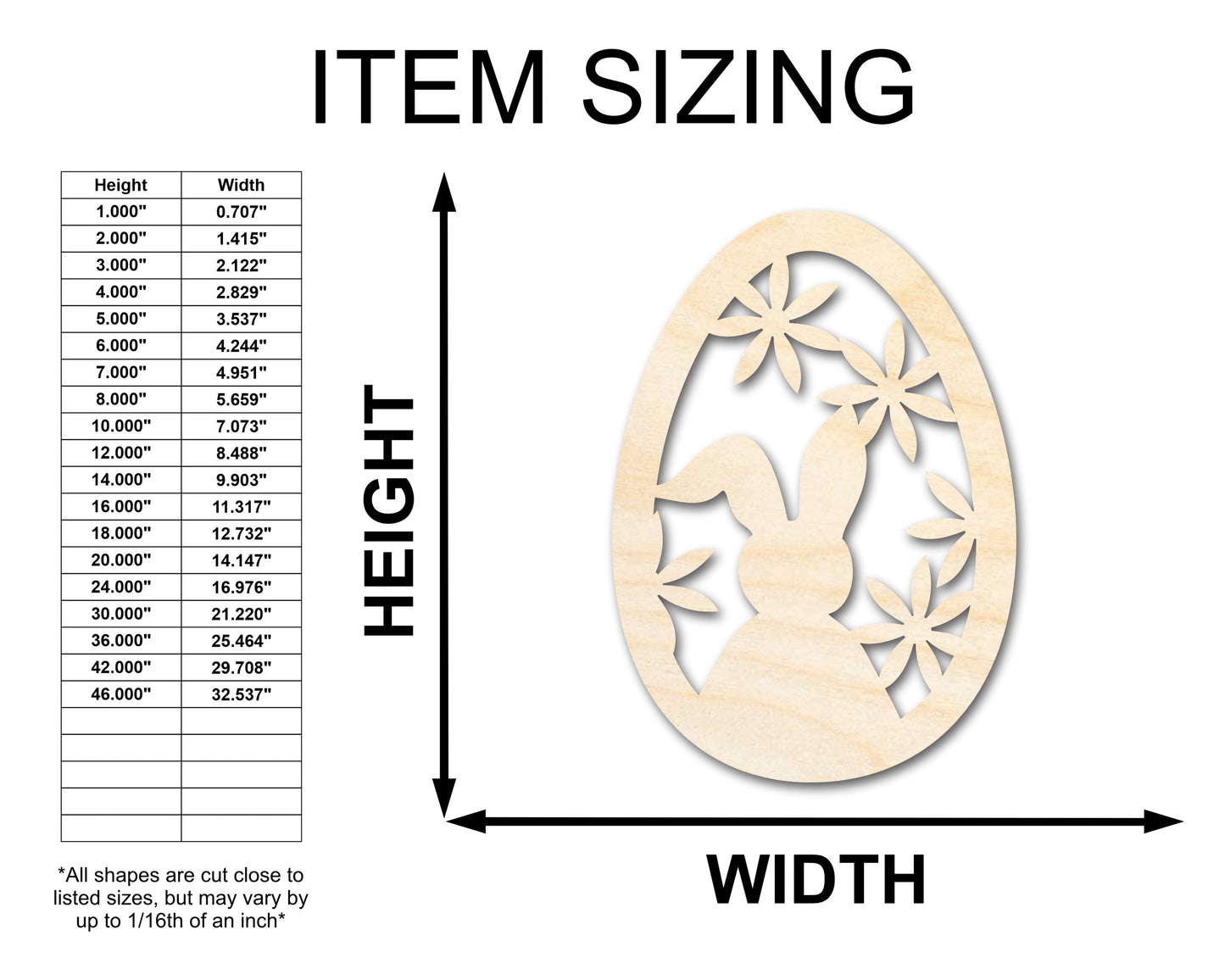 Unfinished Wood Easter Bunny Flower Egg Shape - Easter Craft - up to 46" DIY