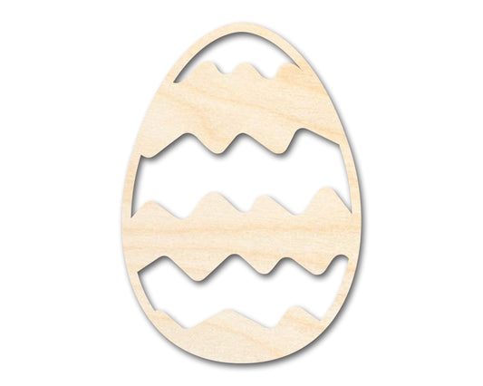 Unfinished Wood Wavy Striped Egg Shape - Easter Craft - up to 46" DIY