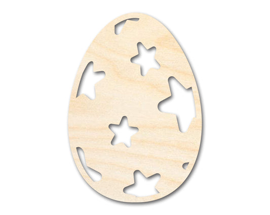 Unfinished Wood Starry Egg Shape - Easter Craft - up to 46" DIY