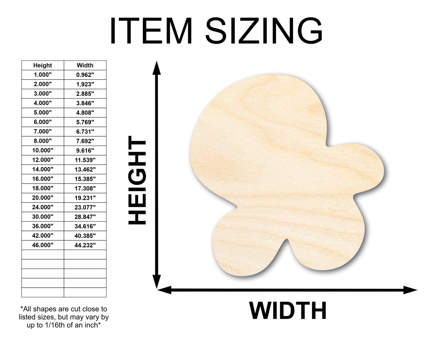 Unfinished Wood Popcorn Kernal Shape | Craft Cutout | up to 46" DIY