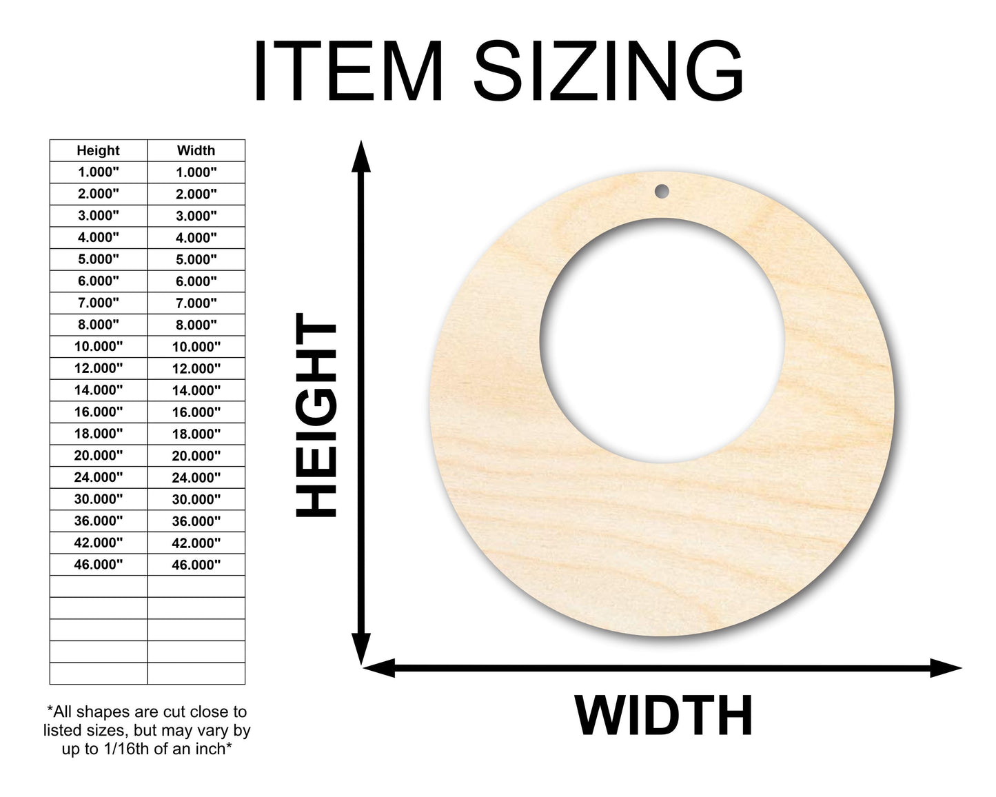 Unfinished Wood Hollow Circle Earring Blank Pair - DIY Jewelry Craft - Available in 1" to 3"