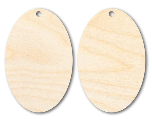 Unfinished Wood Oval Earring Blank Pair - DIY Jewelry Craft - Available in 1" to 3"