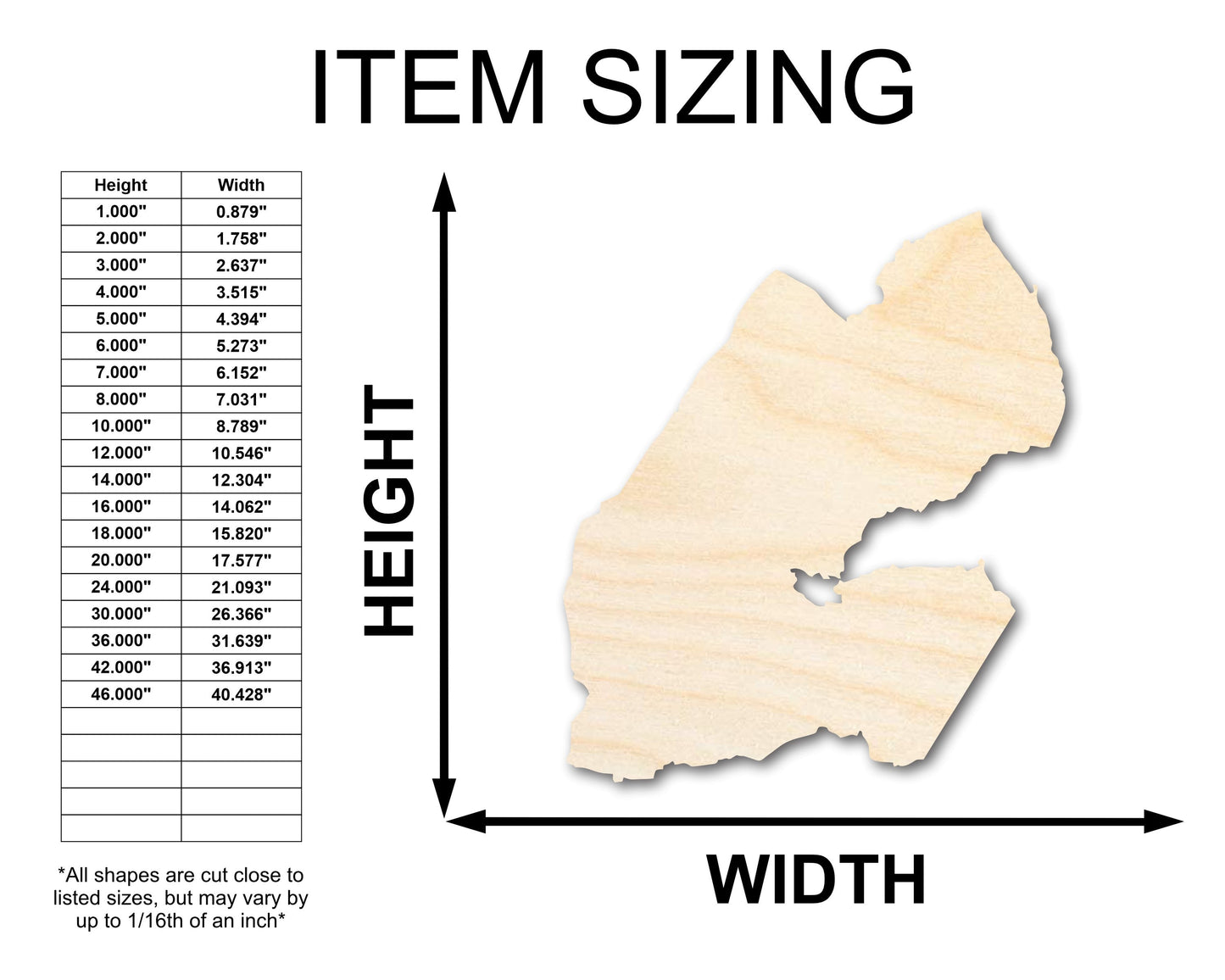 Unfinished Wood Djibouti Country Shape - East African Craft - up to 46" DIY