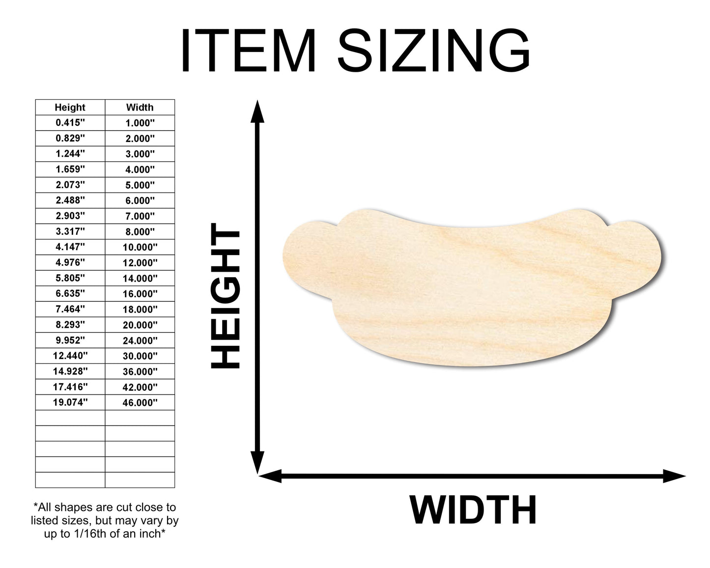 Unfinished Wood Hot Dog Shape | Craft Cutout | up to 46" DIY