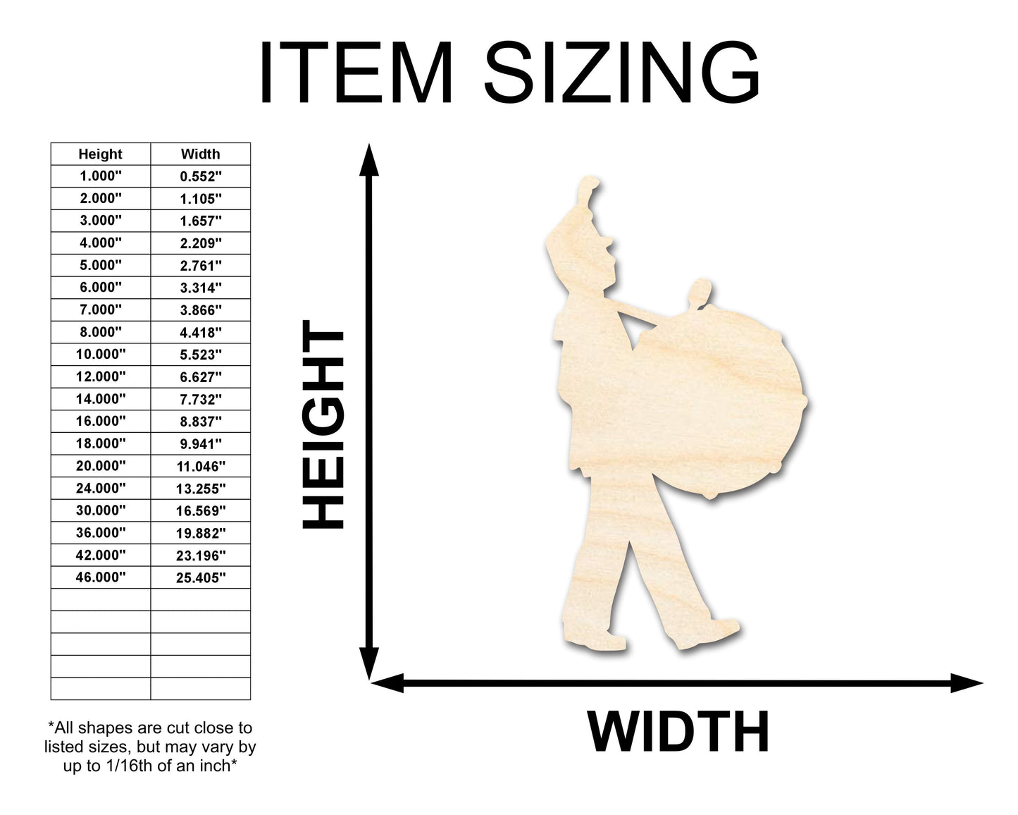 Unfinished Wood Marching Band Drumline Silhouette | DIY Band Craft Cutout | up to 46" DIY