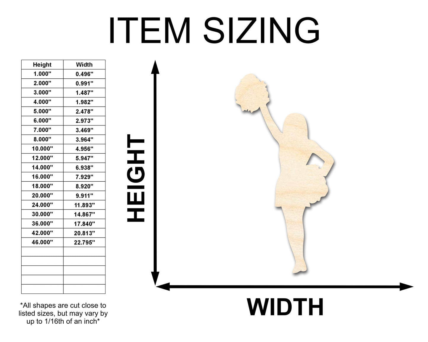 Unfinished Wood Cheerleader Silhouette | DIY Cheer Craft Cutout | up to 46" DIY