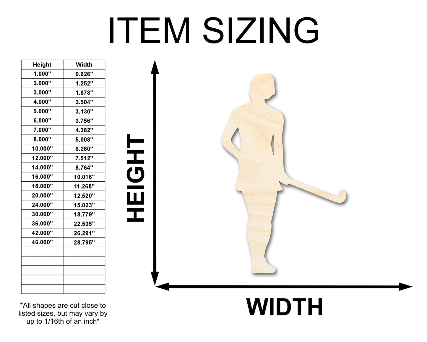 Unfinished Wood Field Hockey Player Silhouette | DIY Sports Craft Cutout | up to 46" DIY