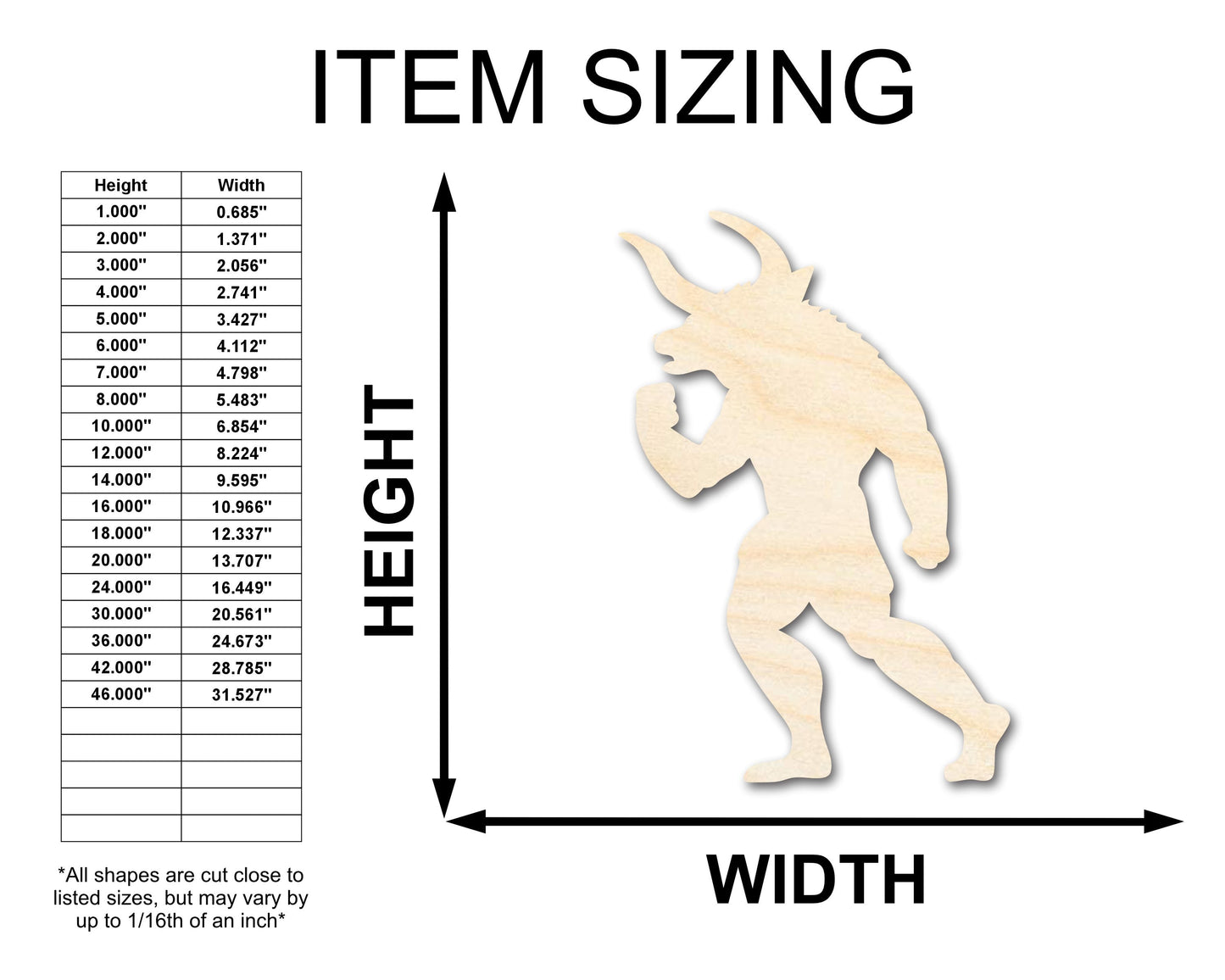 Unfinished Wood Minotaur Silhouette | DIY Creature Craft Cutout | up to 46" DIY