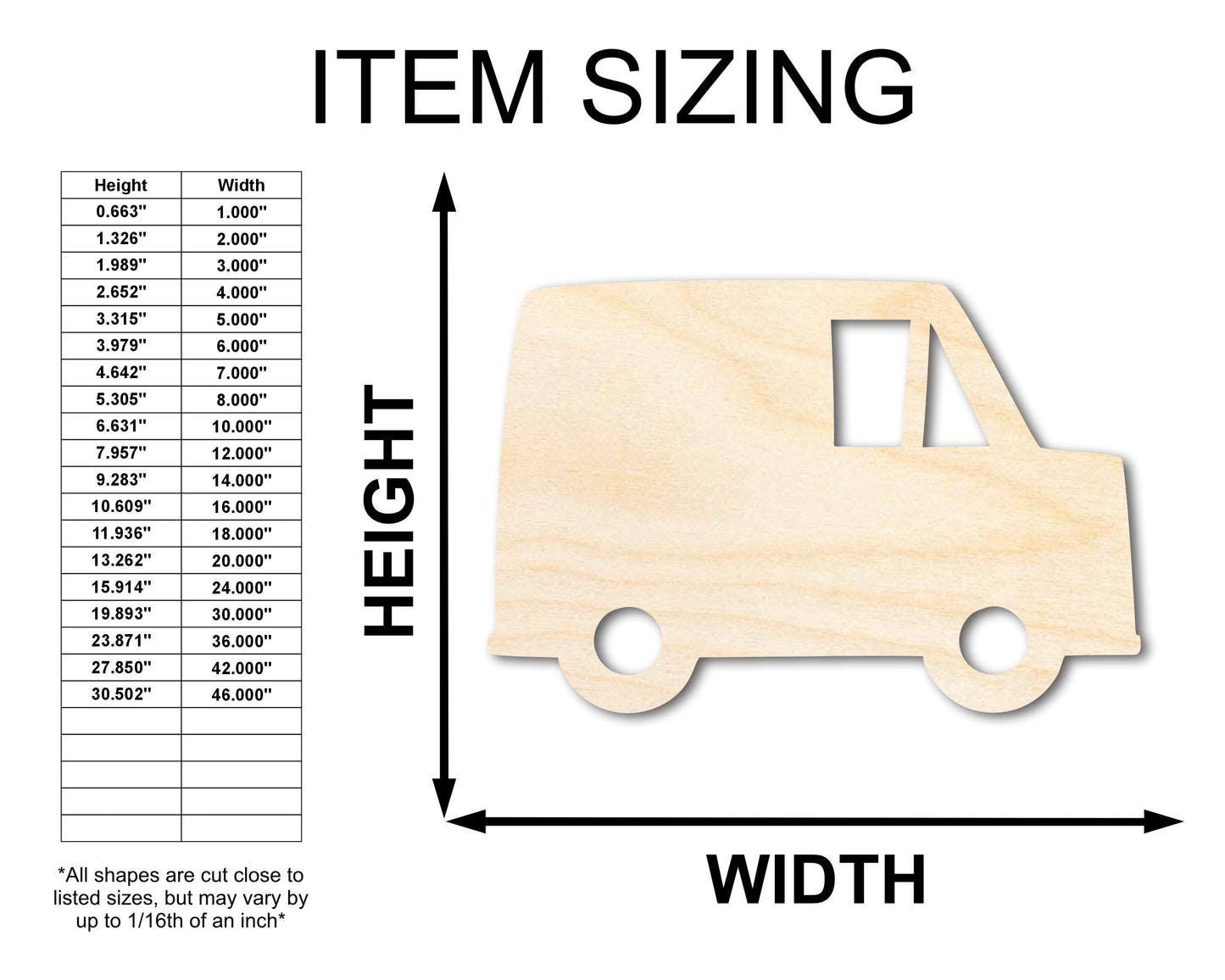 Unfinished Wood Mail Truck Shape | Craft Cutout | up to 46" DIY