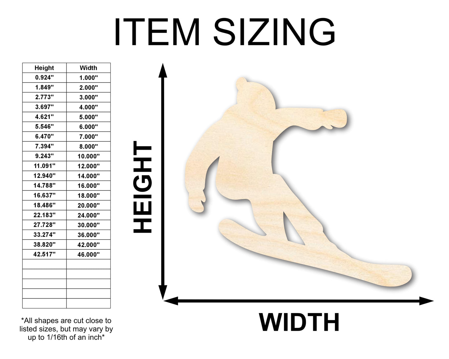 Unfinished Wood Snowboarder Silhouette | DIY Winter Sports Craft Cutout | up to 46" DIY