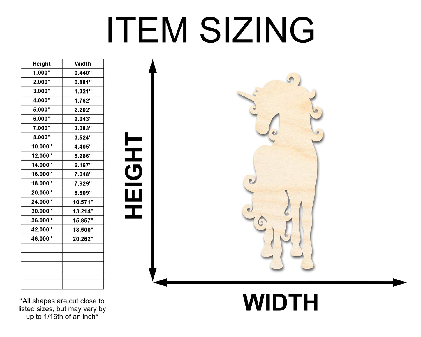 Unfinished Wood Swirly Unicorn Silhouette | DIY Mythical Craft Cutout | up to 46" DIY