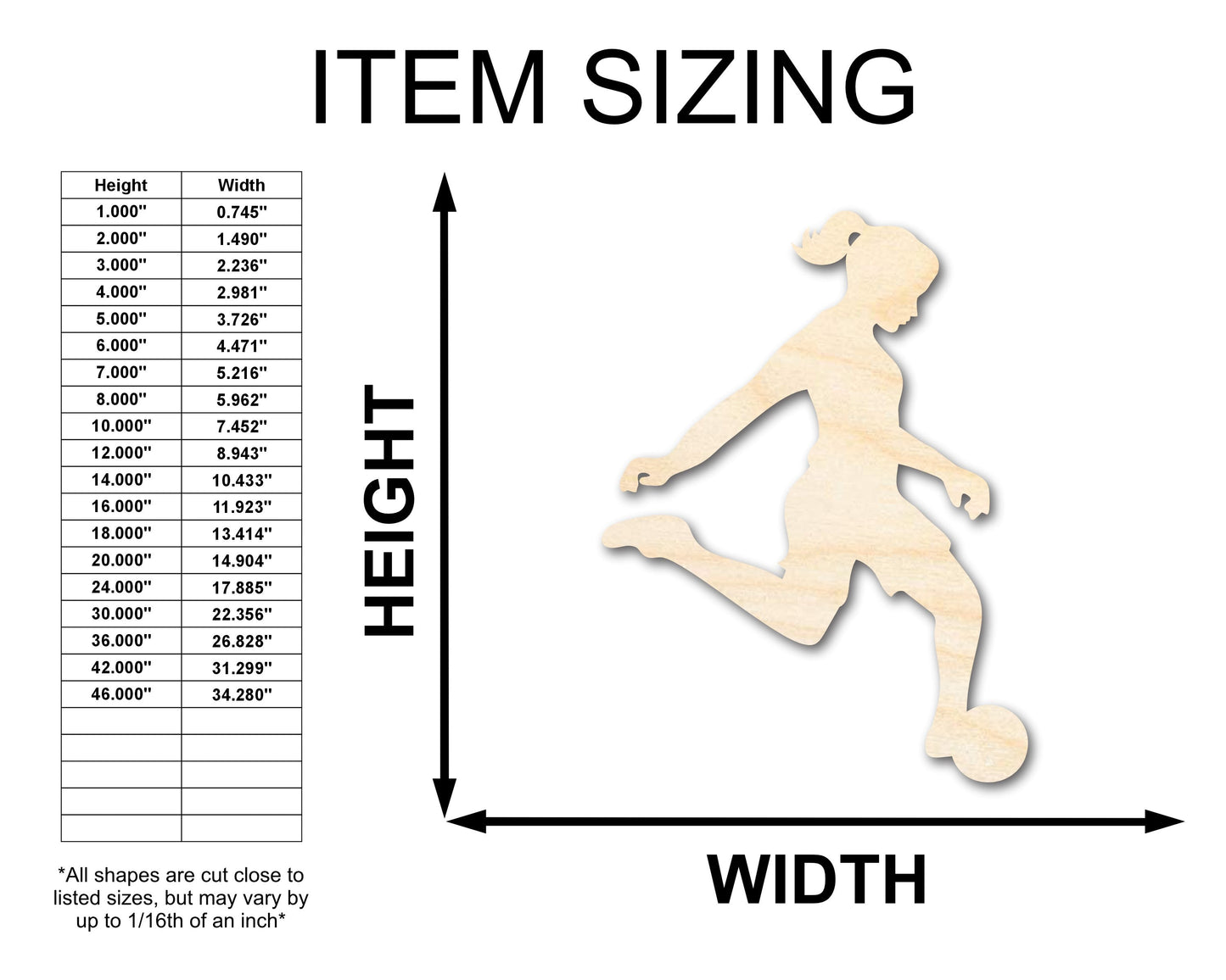 Unfinished Wood Soccer Player Silhouette | DIY Sports Craft Cutout | up to 46" DIY