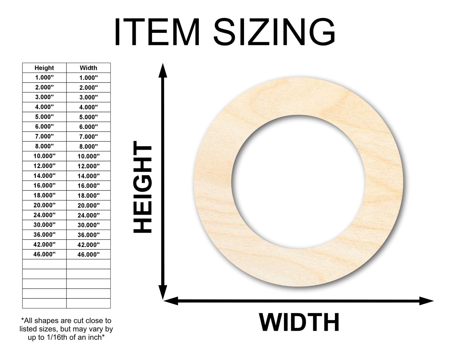 Unfinished Wood Wreath Blank Shape | Craft Cutout | up to 46" DIY