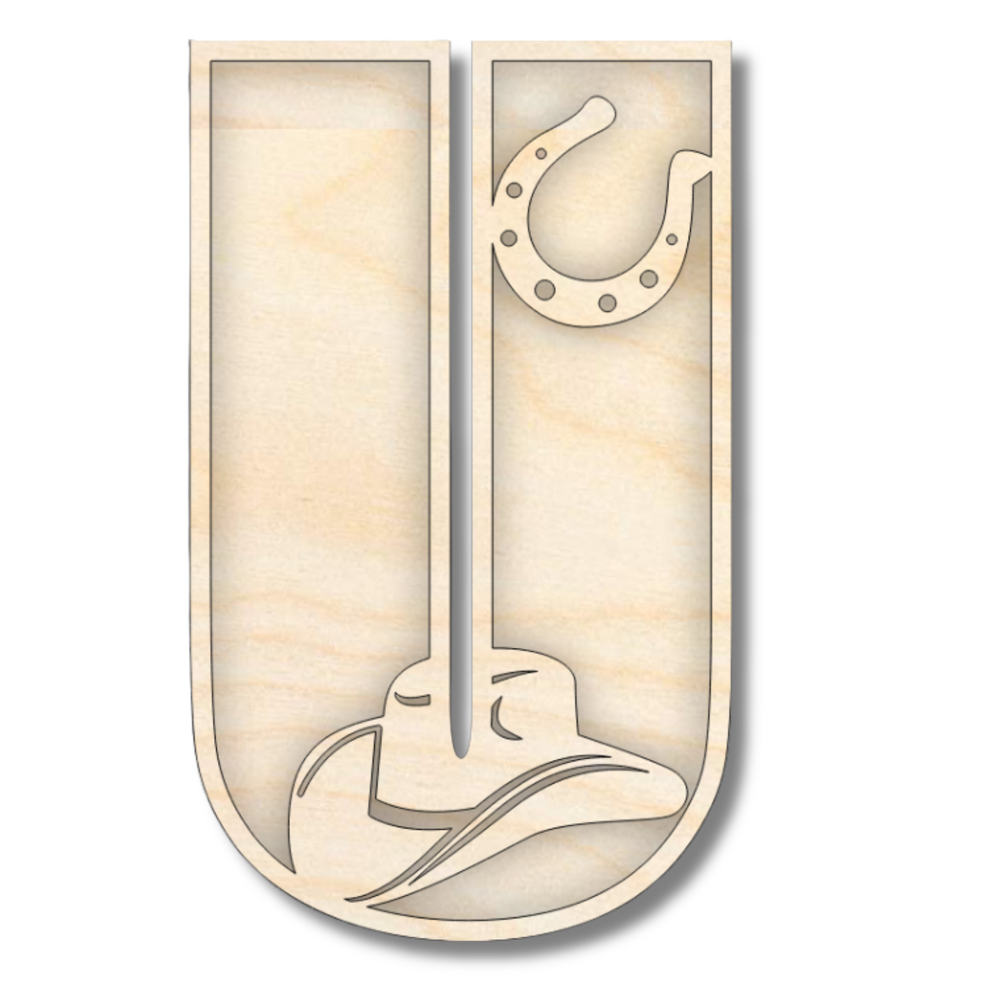 Unfinished Wood Layered Themed Letters | Rodeo | A-Z | 2 Piece | up to 24"