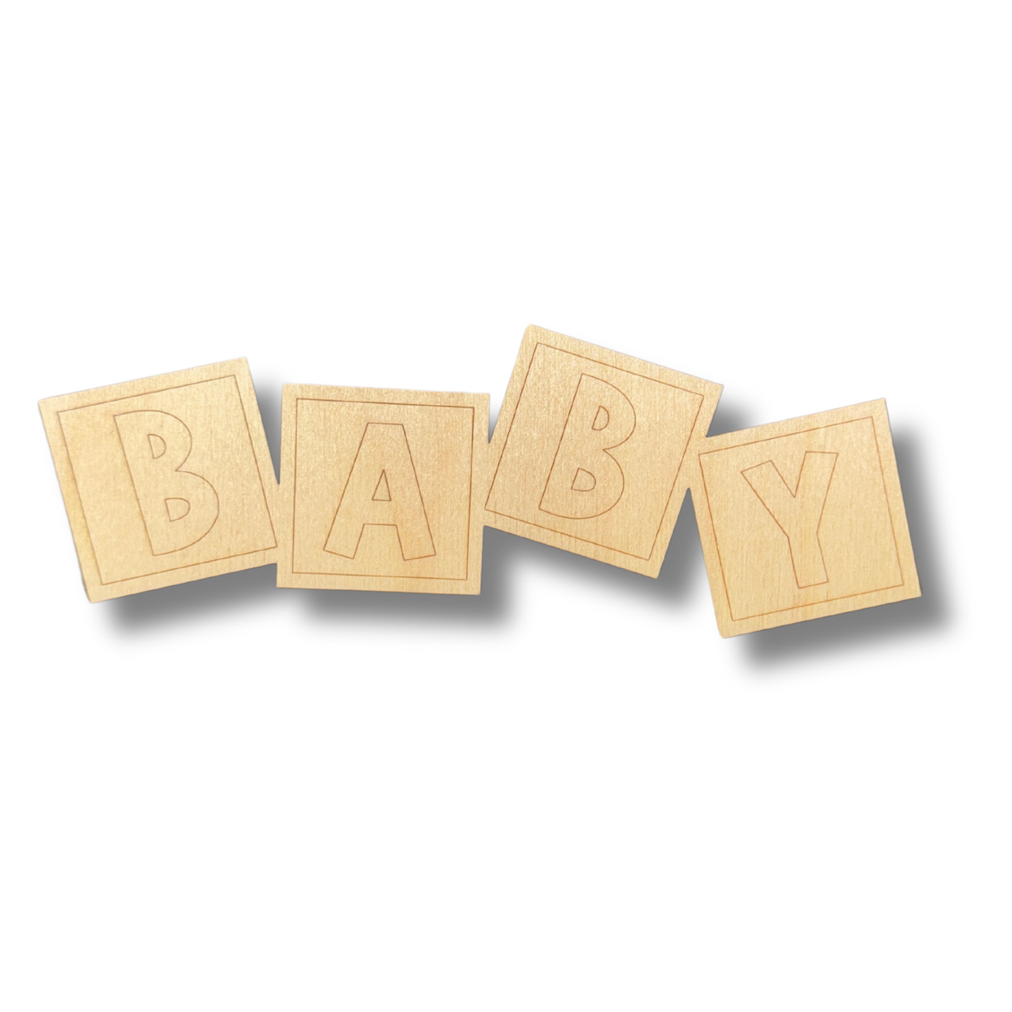 Unfinished Wood Etched BABY Blocks Shape | Paint By Line Crafts | up to 30" DIY