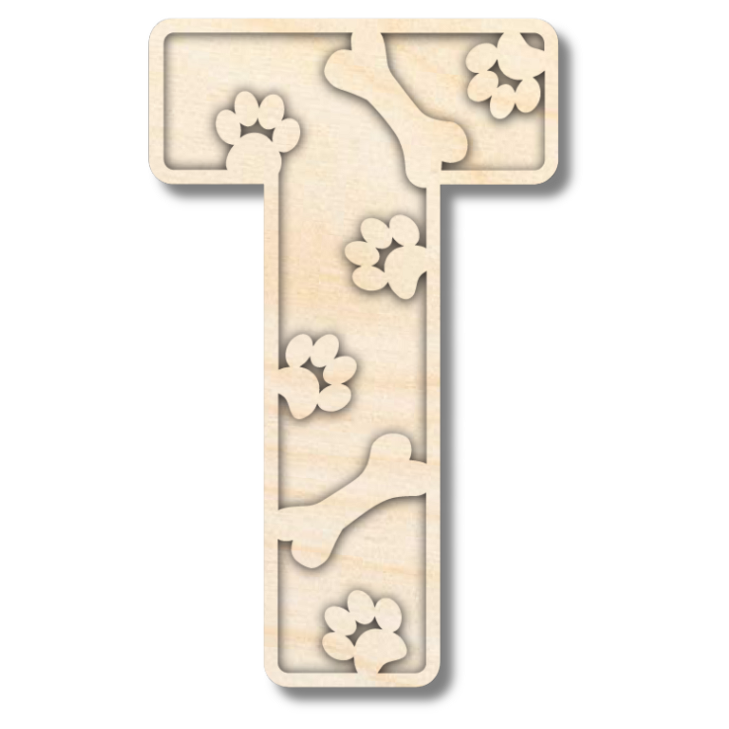 Unfinished Wood Layered Themed Letters | Paw Print | A-Z | 2 Piece | up to 24"
