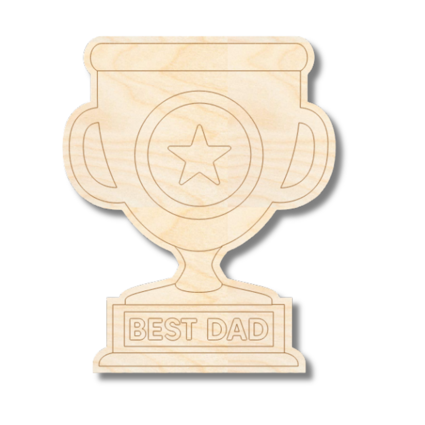 Unfinished Wood Etched Best Dad Trophy Shape | Paint By Line Crafts | up to 30" DIY