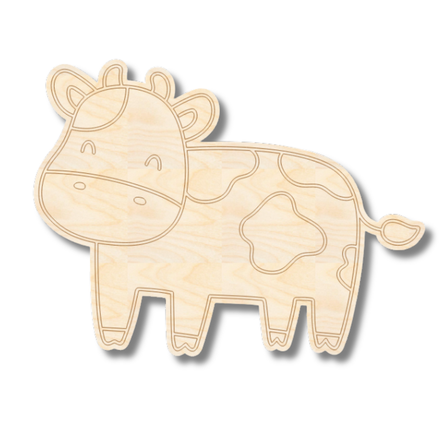 Unfinished Wood Etched Farm Cow Shape | Paint By Line Crafts | up to 30" DIY