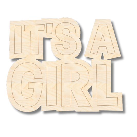 Unfinished Wood Etched It's A Girl Shape | Paint By Line Crafts | up to 30" DIY
