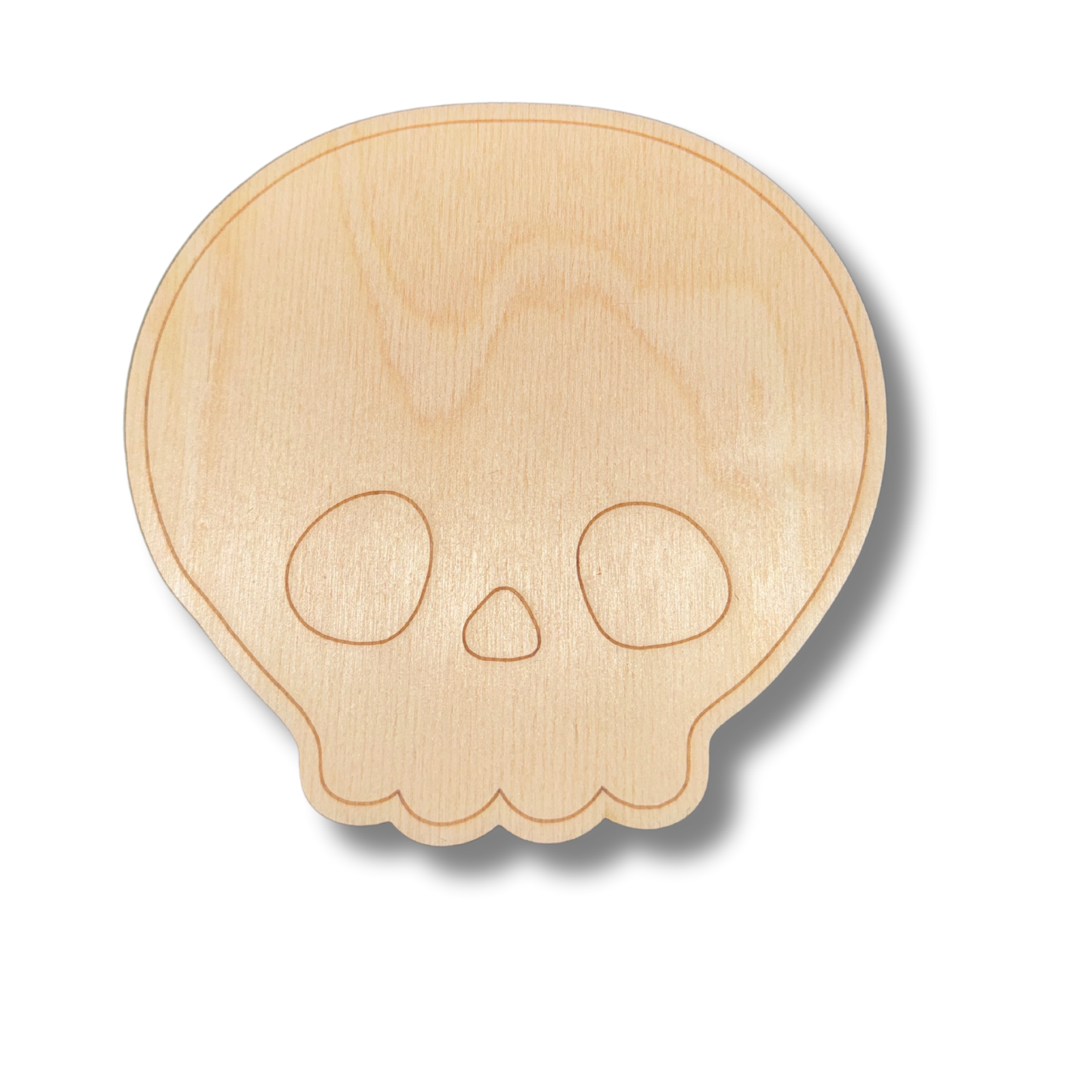 Unfinished Wood Etched Cute Skull Shape | Paint By Line Crafts | up to 30" DIY
