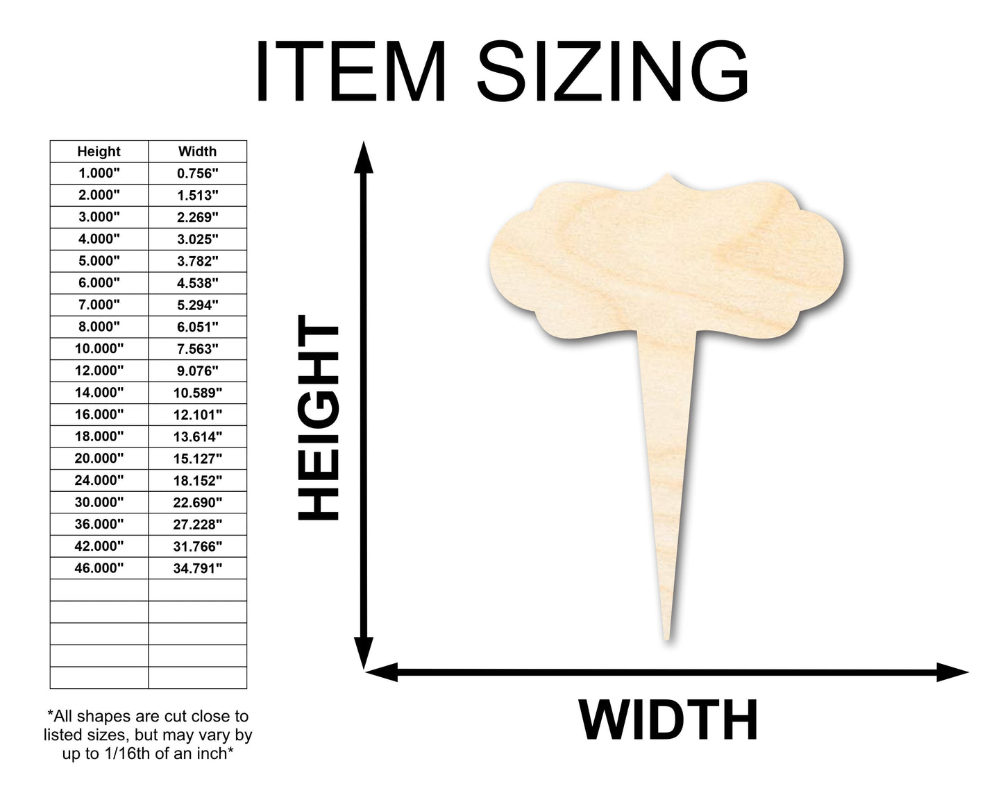 Unfinished Wood Garden Marker Stake | Craft Cutout | up to 12" DIY