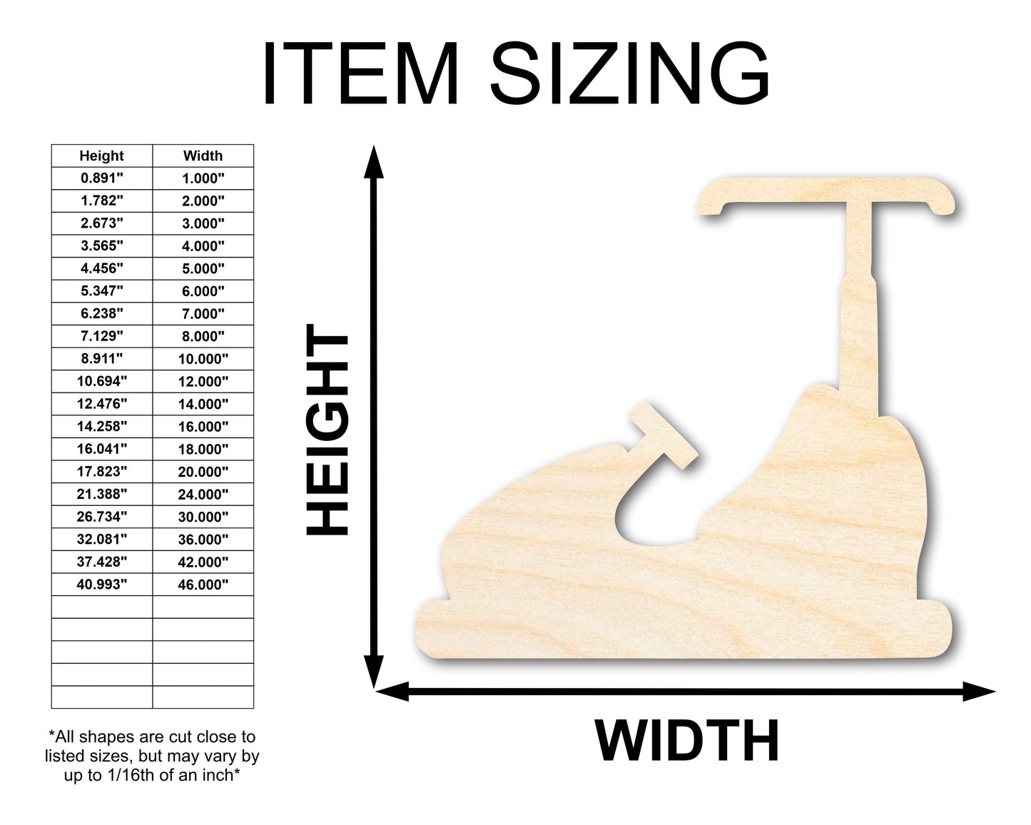 Unfinished Wood Bumper Car Shape | Amusement Park Ride Silhouette | Craft Cutout | up to 46" DIY
