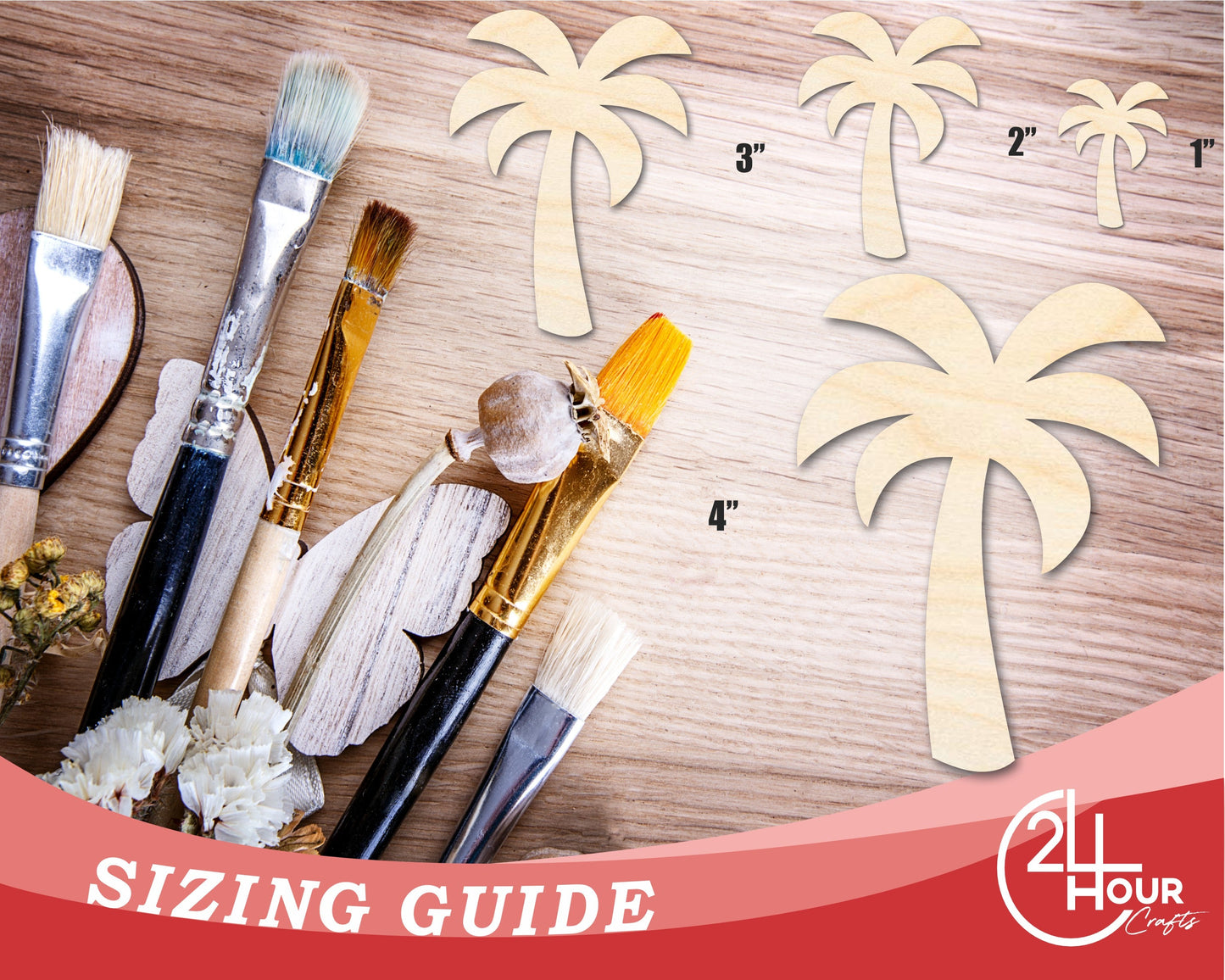 Unfinished Wood Simple Palm Tree Silhouette | DIY Tropical Beach Craft Cutout | up to 46" DIY