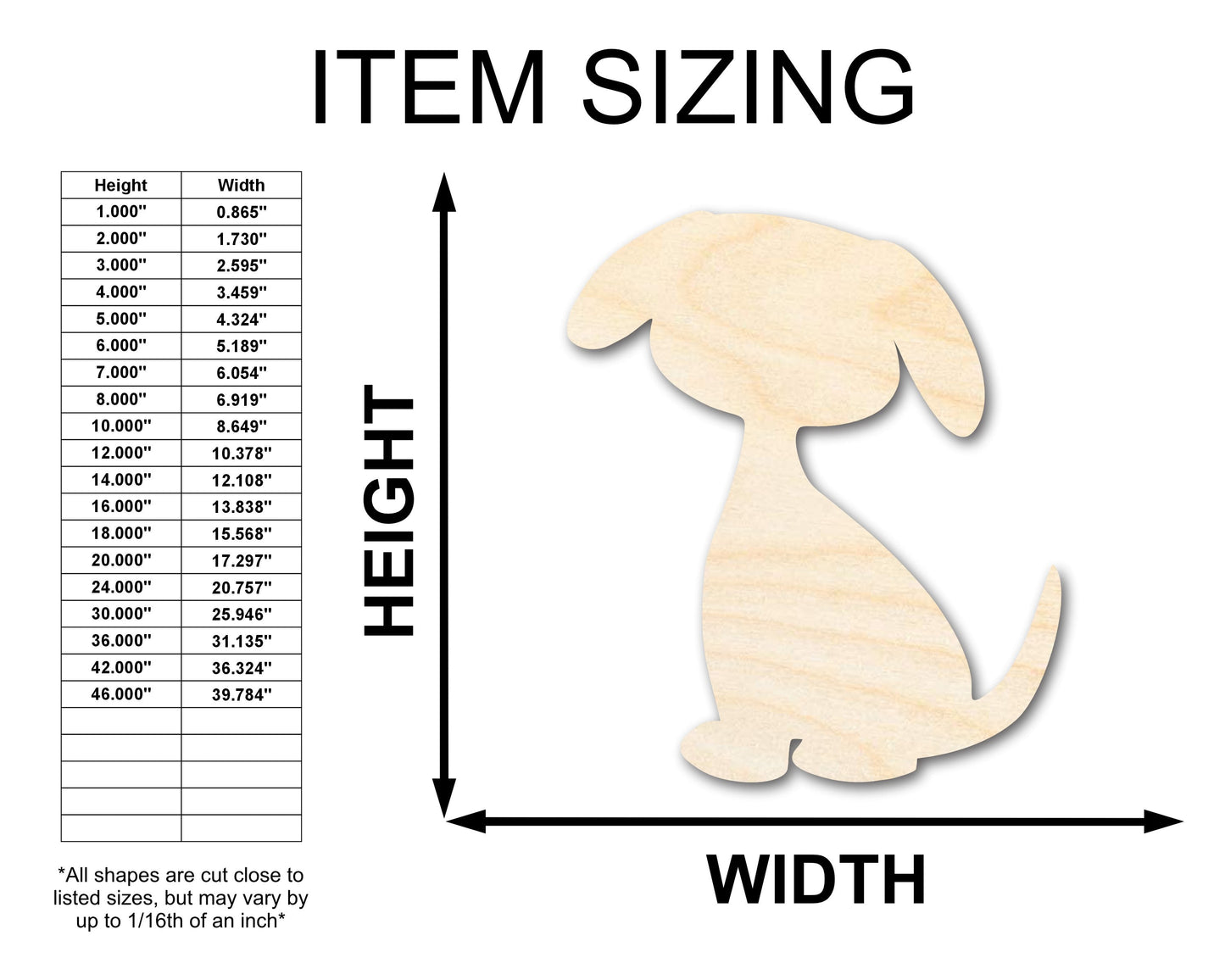 Unfinished Wood Cute Sitting Dog Silhouette | DIY Dog Craft Cutout | up to 46" DIY