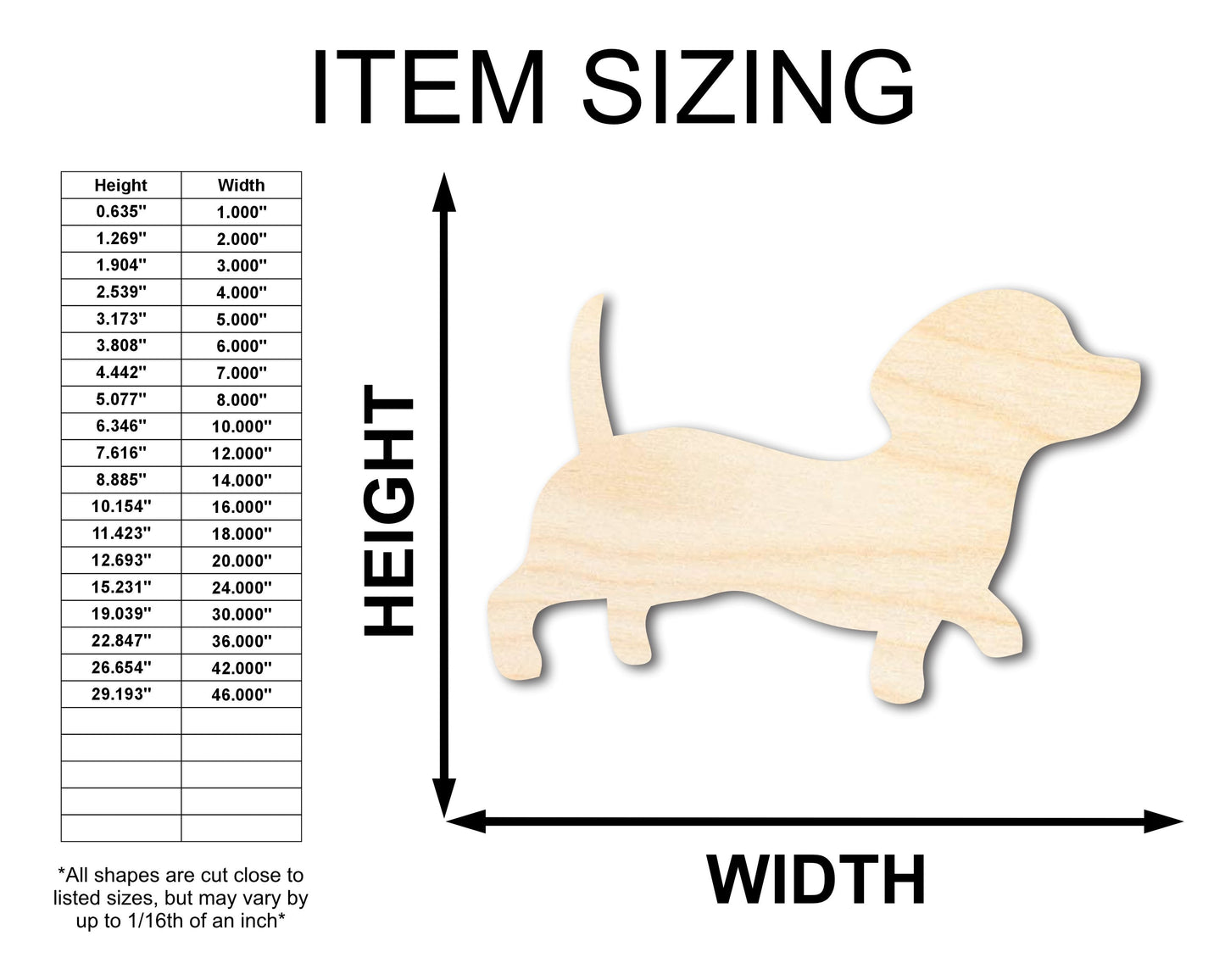 Unfinished Wood Wiener Dog Silhouette | DIY Dog Craft Cutout | up to 46" DIY