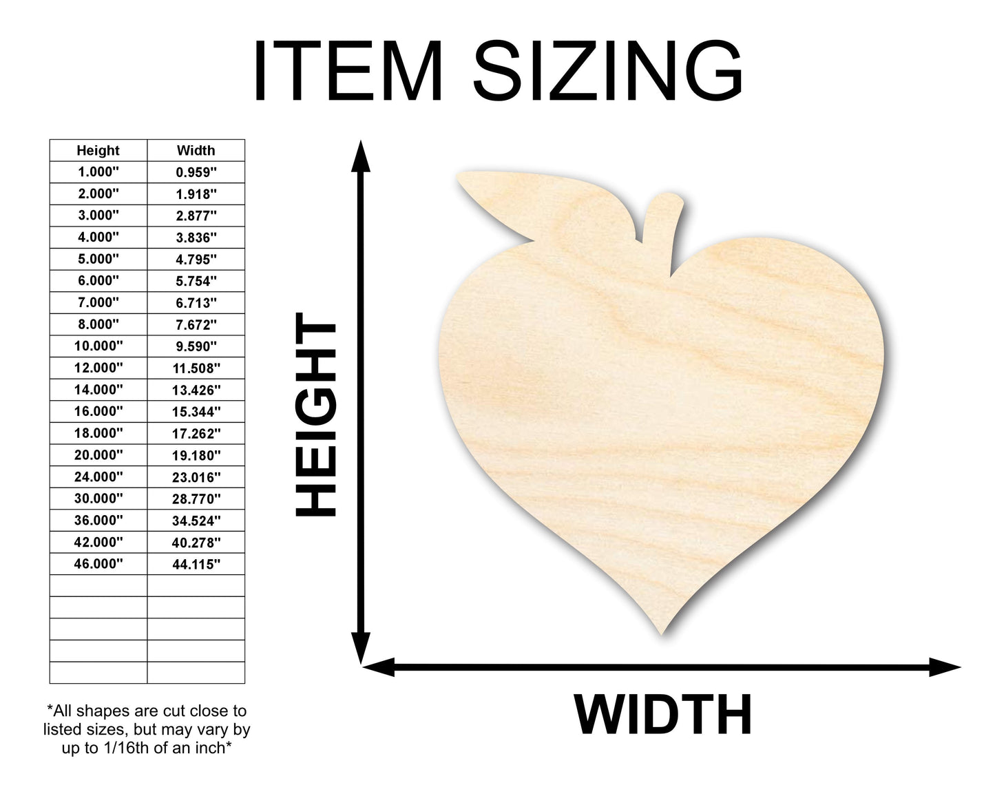 Unfinished Wood Apple Heart Shape | Teacher Appreciation | Kids Crafts | Apple Lovers | Craft Cutout | up to 46" DIY