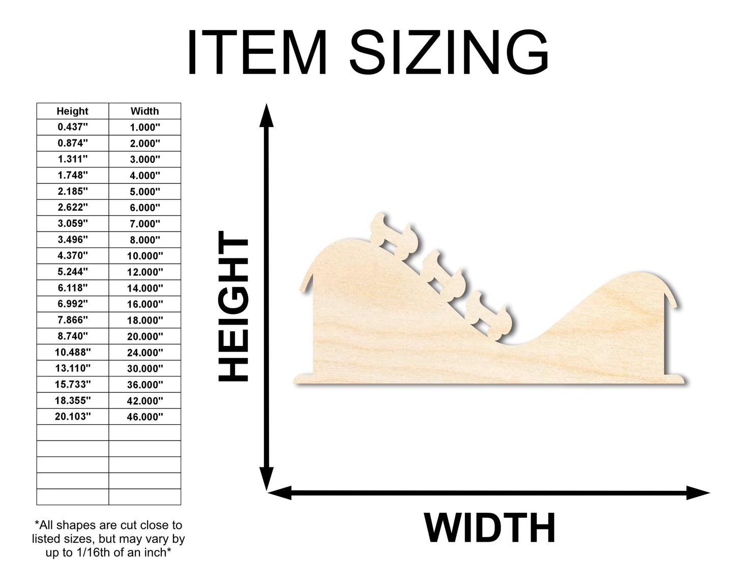 Unfinished Wood Rollercoaster Shape | Amusement Park | Craft Cutout | up to 46" DIY