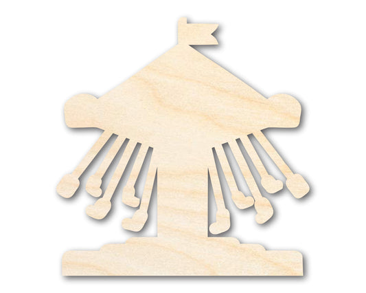 Unfinished Wood Swings Ride Shape | Amusement Park | Craft Cutout | up to 46" DIY