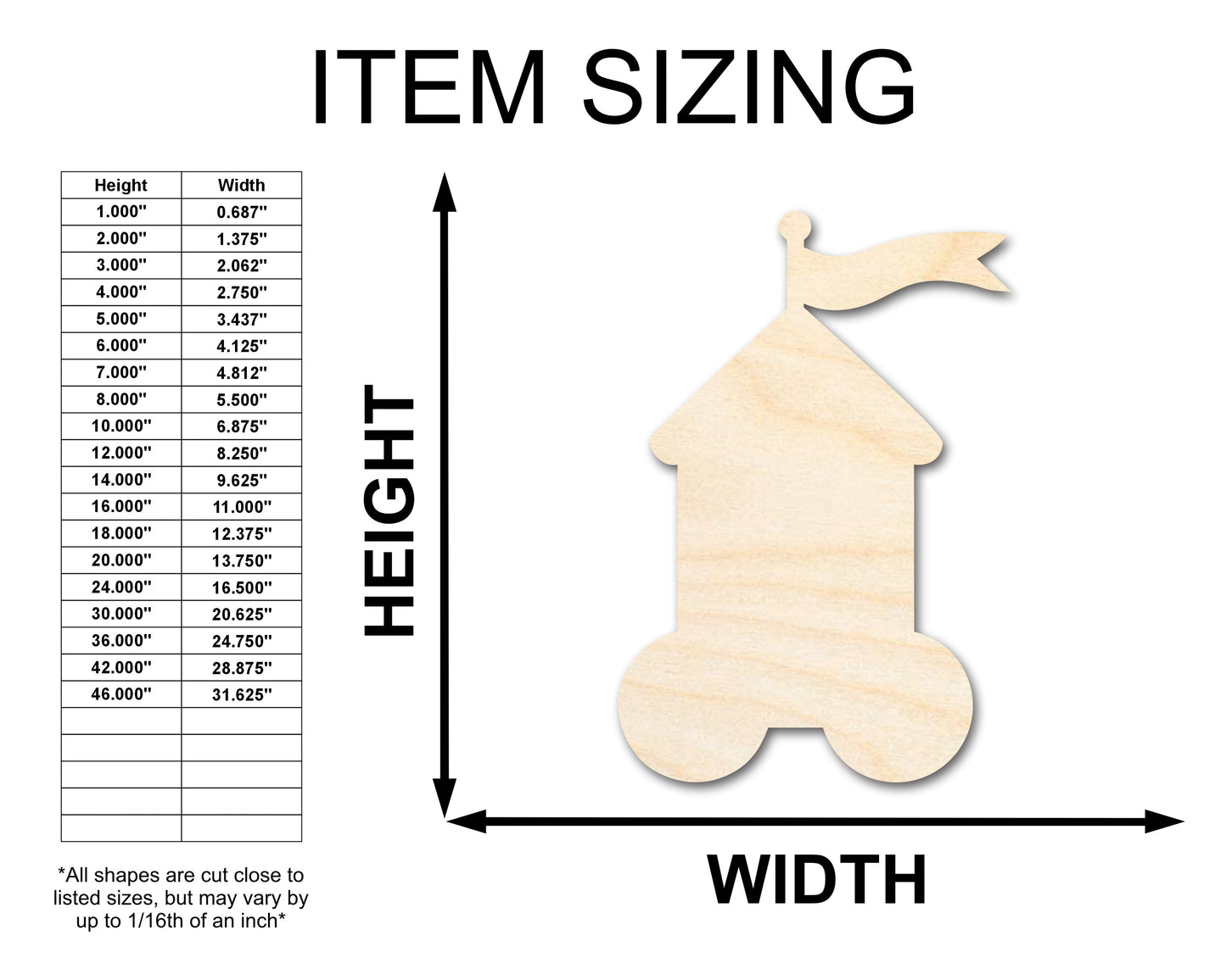 Unfinished Wood Ticket Booth Shape | Amusement Park | Circus | Craft Cutout | up to 46" DIY