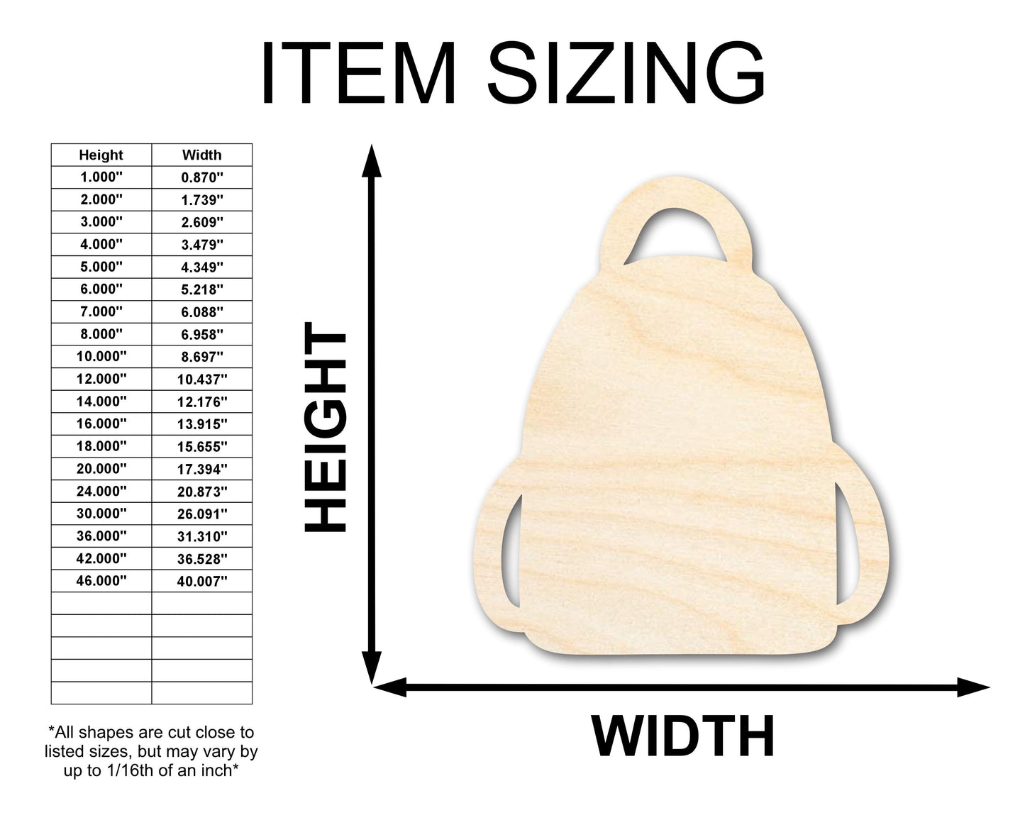 Unfinished Wood Book Bag Shape | Back to School | Kids Crafts | Craft Cutout | up to 46" DIY