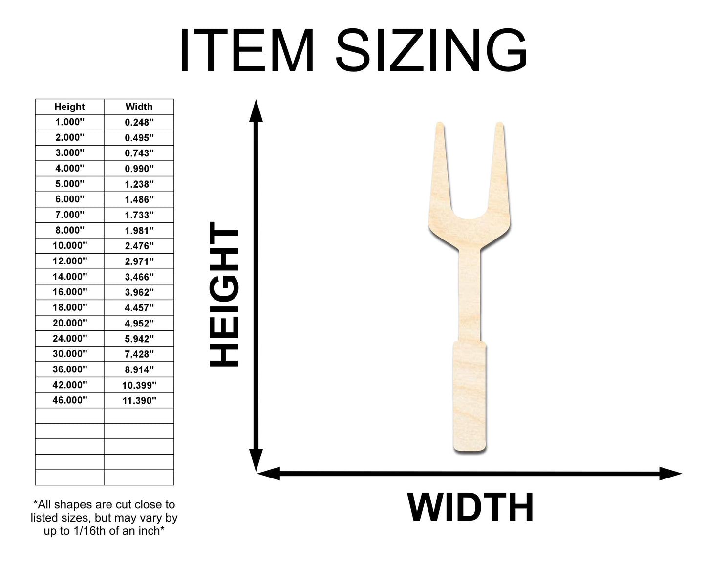 Unfinished Wood BBQ Fork Shape | Craft Cutout | up to 46" DIY