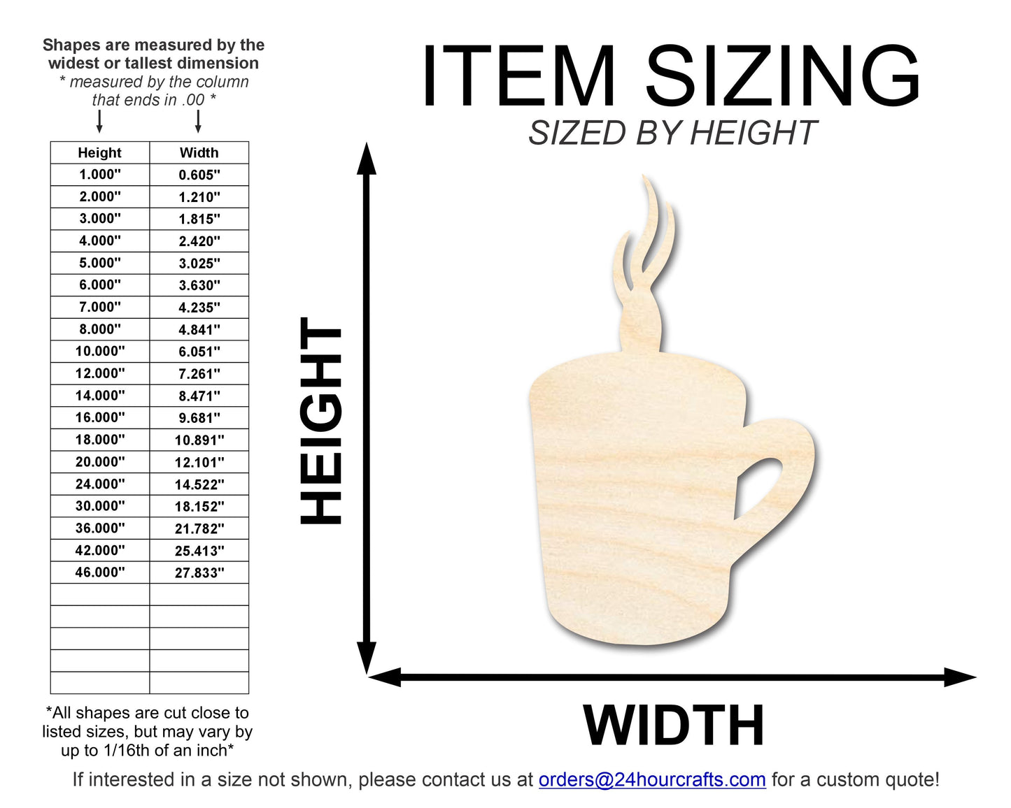 Unfinished Steamy Mug Shape | Craft Cutout | up to 46" DIY