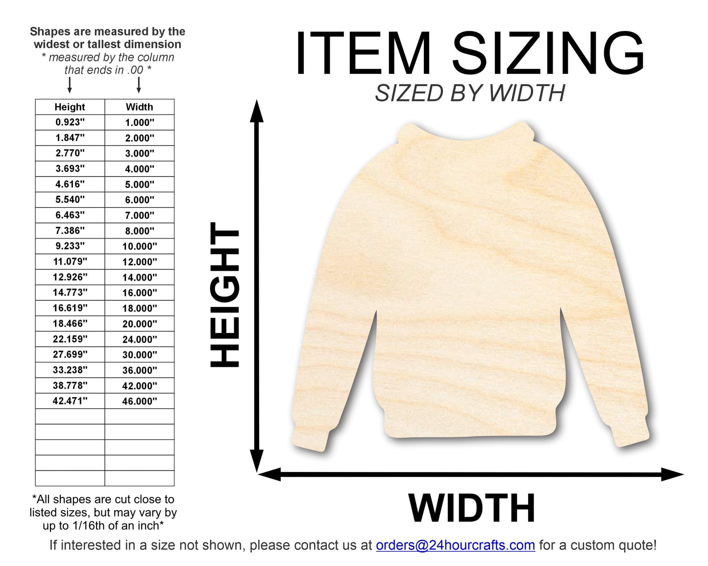 Unfinished Wood Sweater Silhouette | DIY Winter Craft Cutout | up to 46" DIY