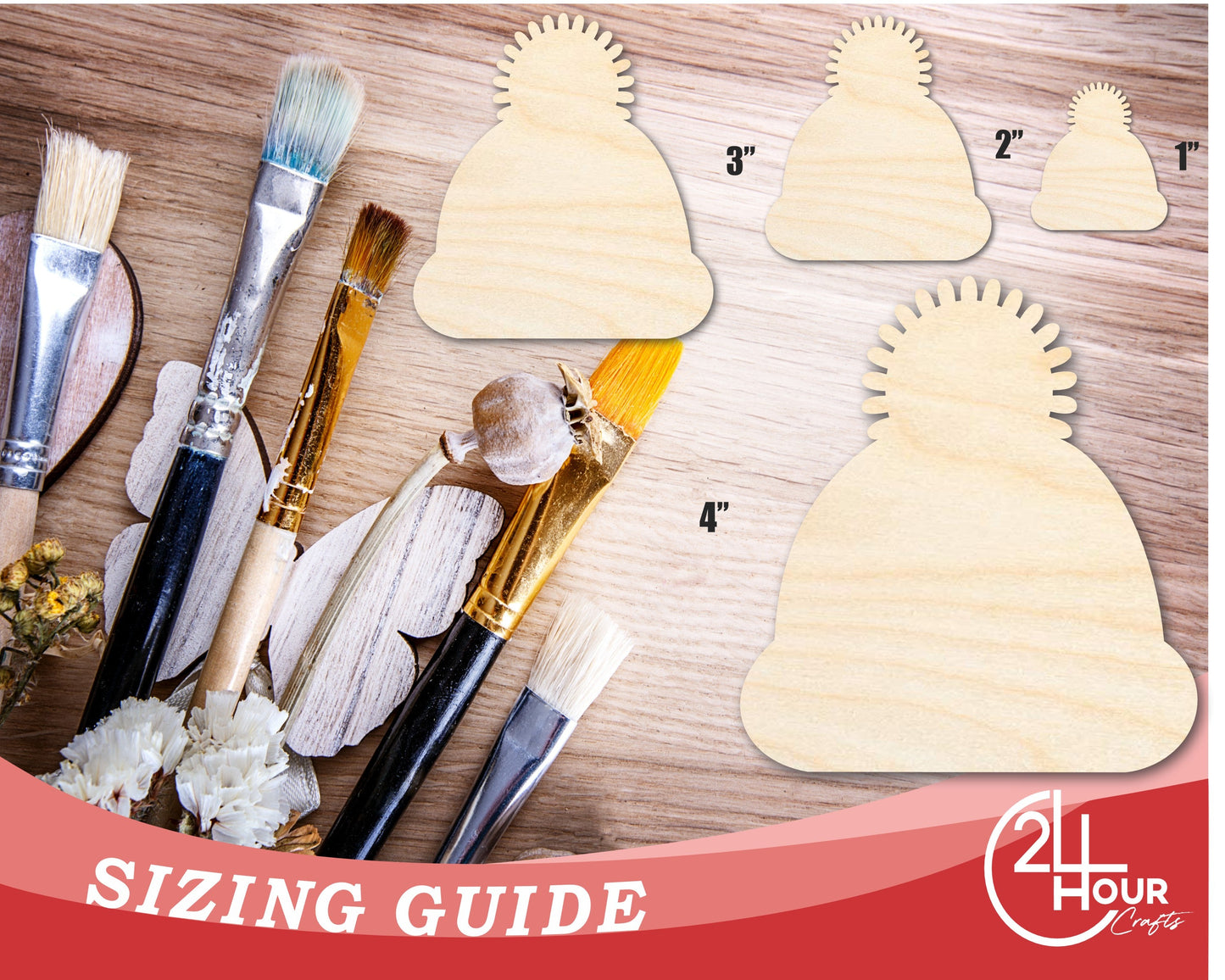 Unfinished Wood Winter Hat Silhouette | DIY Winter Craft Cutout | up to 46" DIY