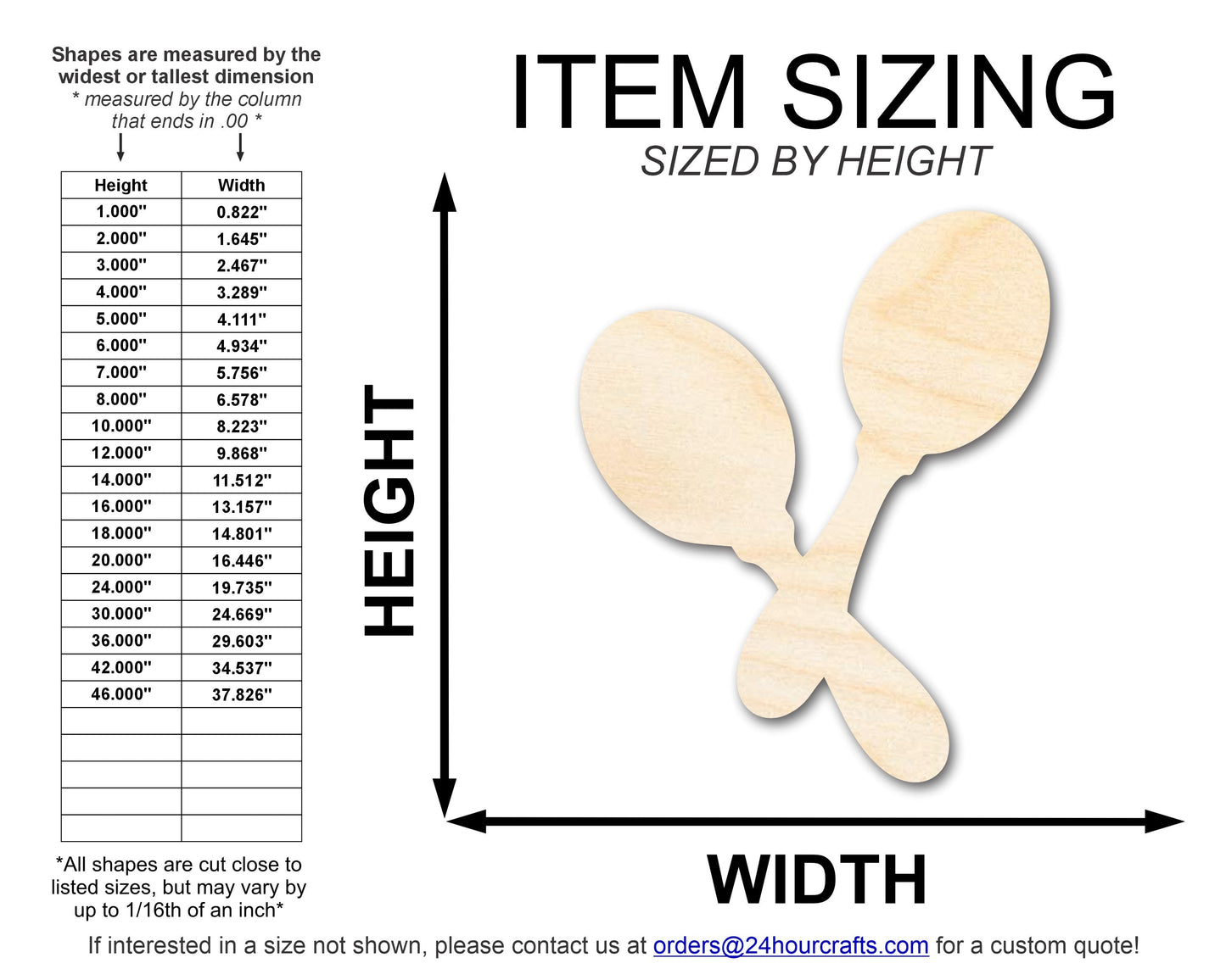 Unfinished Wood Maracas Shape | DIY Mariachi Craft Cutout | up to 46" DIY