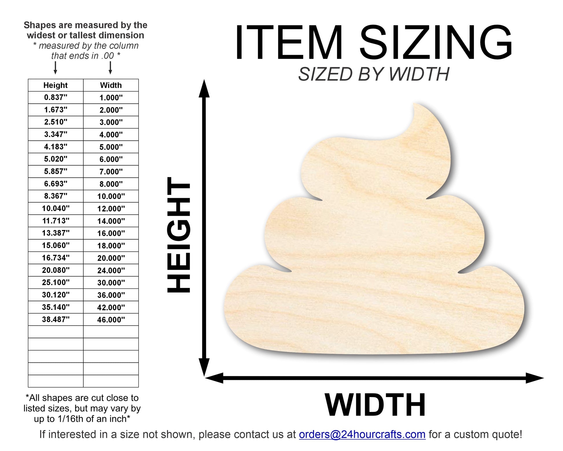 Voop Shape Unfinished Poop Shape | Craft Cutout | up to 46