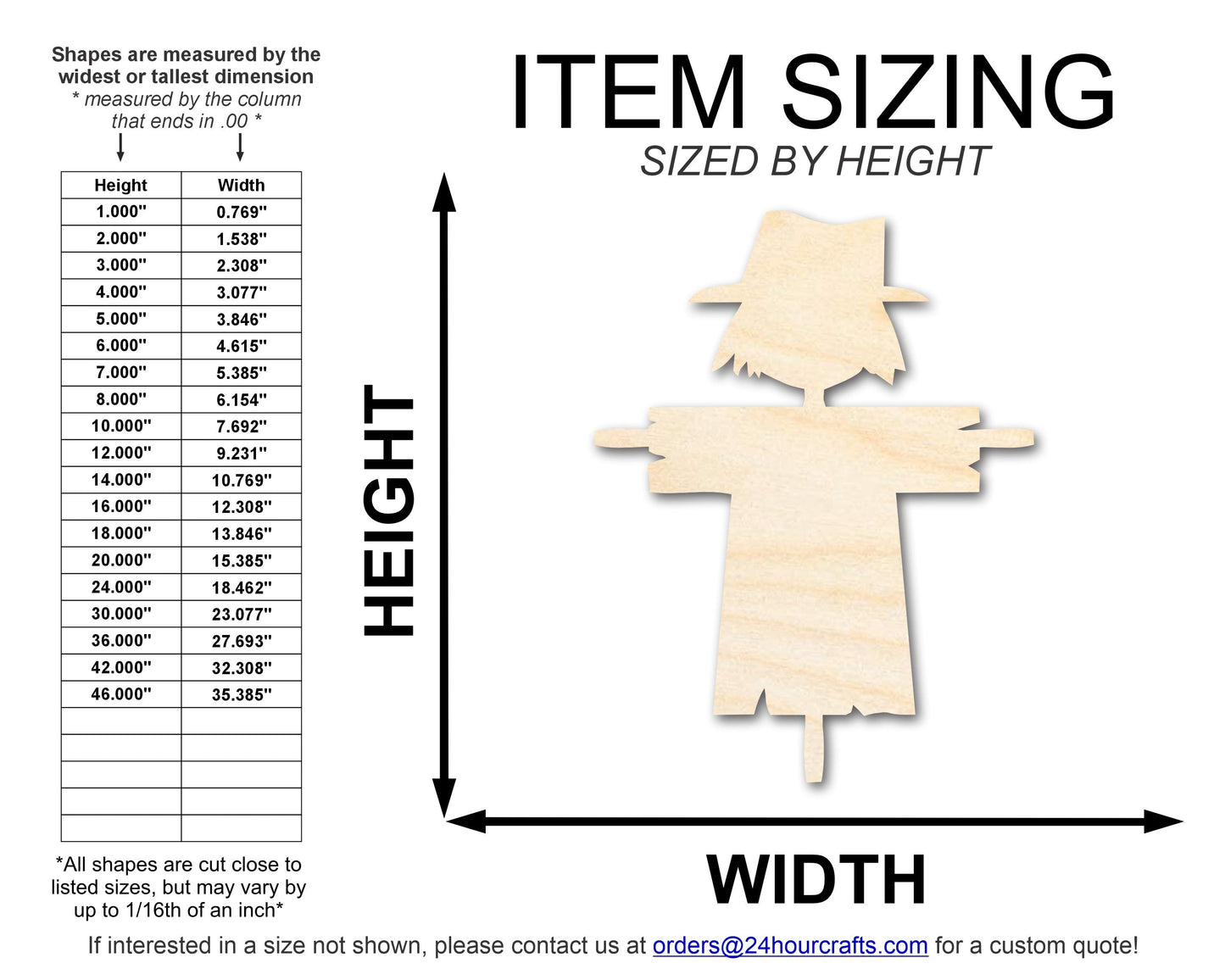 Unfinished Wood Scarecrow Shape | DIY Fall Harvest Craft Cutout | up to 46" DIY